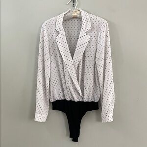 Lush White and Black Polka Dot Bodysuit